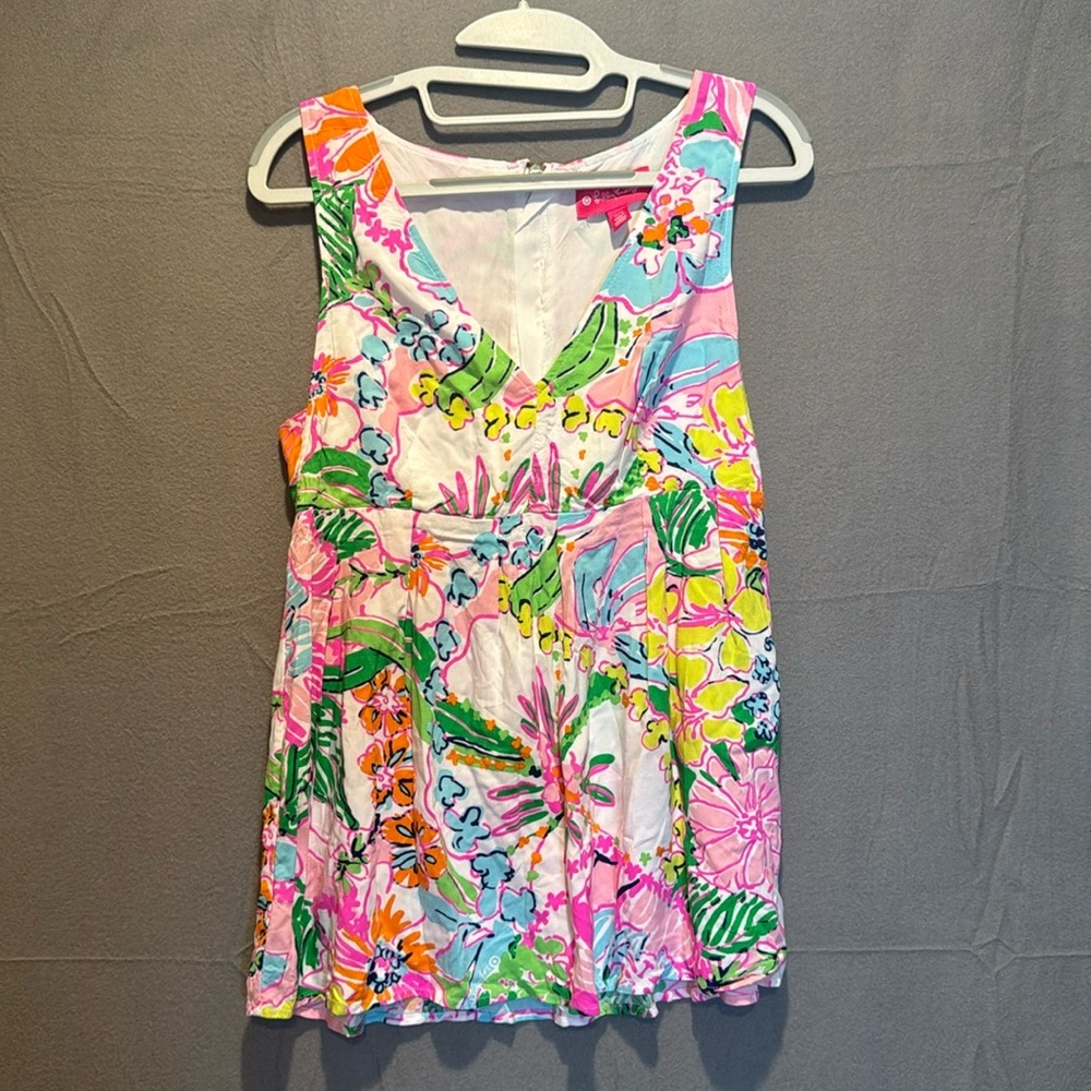 Lilly Pulitzer for Target Nosey Posey Bright Floral Babydoll Tank Sleeveless Top